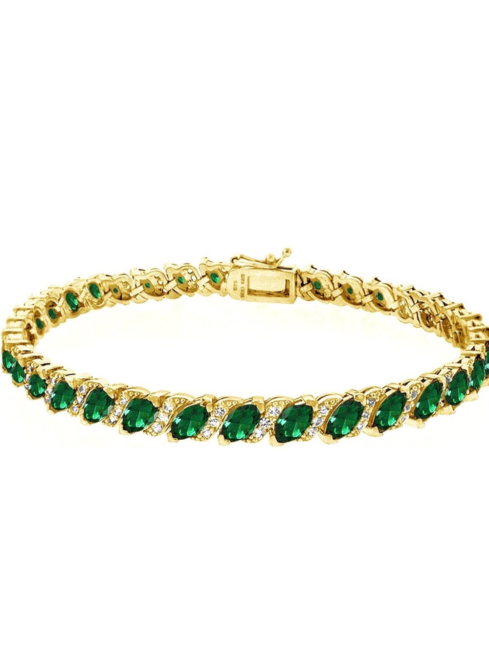 Gold Bracelet with Emerald Green Stones